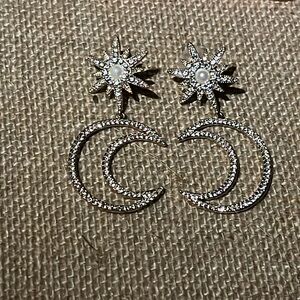 Gold Star and Moon Earrings